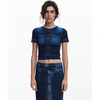 Denim Azul Camiseta XS