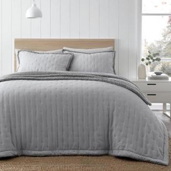 Catherine Lansfield Cosi Nori Sherpa Bedspread 220cm x 230cm Silver