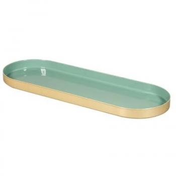 Piatto Metallo Rayher Oro Eucalipto Verde, Design Lungo