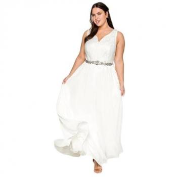 Abendkleid SHEEGO Große Größen Gr. 44, Normalgrößen, sanftes weiß