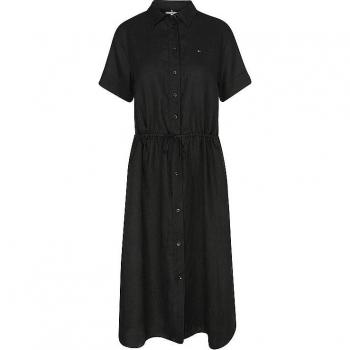 Tommy Hilfiger Damen Hemdblusenkleid WW0WW41911 Schwarz Relaxed Fit Größe 42