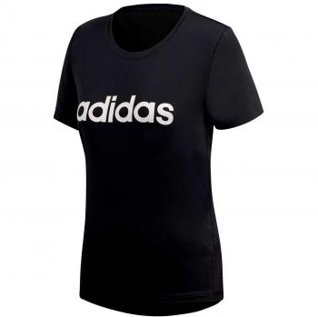 T-Shirt nera donna con logo Adidas D2M