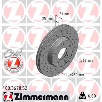 Bremsscheibe für Vorderachse ZIMMERMANN 400.3678.52