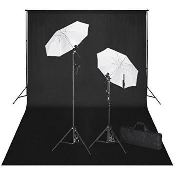 Complete Studio Kit with 600x300 cm Black Backdrop and Lights