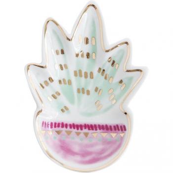 Small Hamsa Hand Jewelry Storage Dish with Flamingo and Cactus