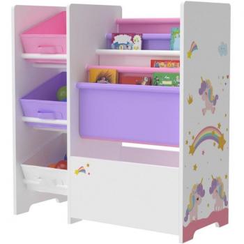 Bambino Box Trio Scaffale Colori Pastello Bianco-Viola-Rosa