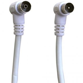 Cable Coaxial Parte Rey 1,5 m Blanco con Conectores en Ángulo