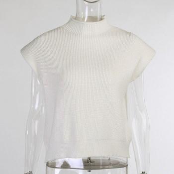 Haut pull femme col roulé, coupe décontractée, épaules accentuées, tricot