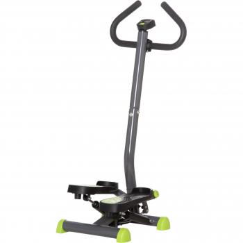 Stepper con Manubrio e Monitor LCD, Struttura in Acciaio e ABS, 55x44x108 cm, Grigio e Verde