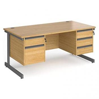 Graphite‑Frame Contract 25 Office Desk – 2‑Drawer Pedestal, 1600mm Width
