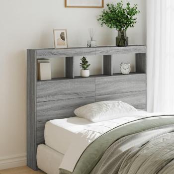 Día y Noche Cabecero de cama con luz LED gris Sonoma 100x17x102 cm
