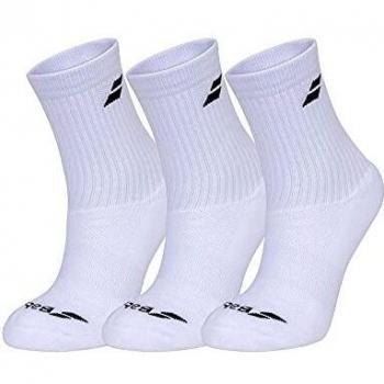 Babolat Tennis Socks, White, 3-Pack, Size 35-46