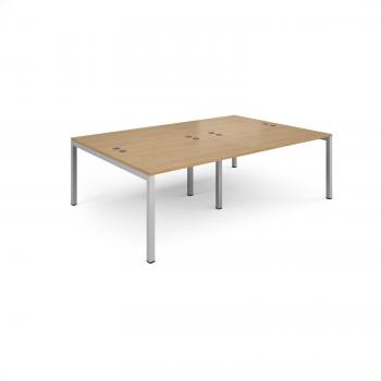 Connex 2400mm x 1600mm Double Back to Back Desk with Oak Top and Silver Frame