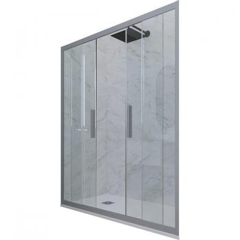 Puerta Ducha Corrediza Nicho 120 cm PVC Plata H200 Vidrio Transparente