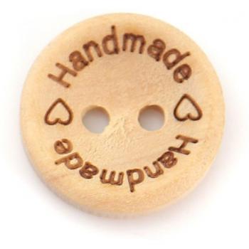 100 Natural Wooden Buttons for Crafts, Heart Shape, 2 Holes, Handmade Pattern, 15mm/25mm