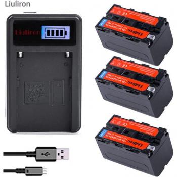 3x NP-F770 F750 Li-Ion Akku + LCD USB Ladegerät für Sony NP-F750 NP-F770