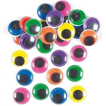 Jumbo Coloured Self-Adhesive Wiggle-Eyes (Pack of 60) Craft Embellishments