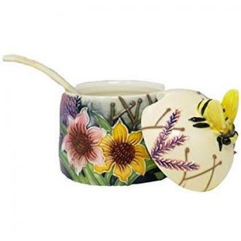 Vintage Art Deco Honey Pot & Spoon