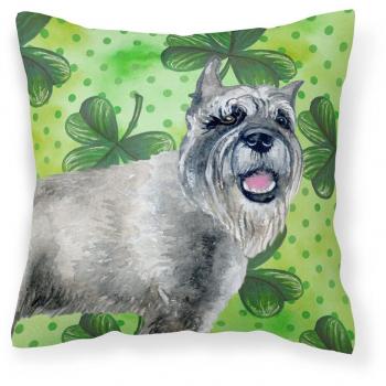 Caroline's Treasures Schnauzer St Patrick's Outdoor Canvas Pillow, Multicolor