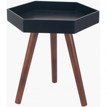 Black and Brown Hexagon Table with Pine Legs