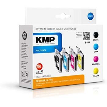 KMP B33V Vorteilspack BK/C/M/Y kompatibel mit Brother LC-985 (M, BK, C, Y)