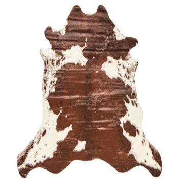 Tapis Faux Cuir Bovine 130x170 cm – Brun Nuancé + Blanc