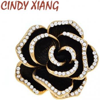 Pinceau Floral Noir en Émail avec Strass CINDY XIANG