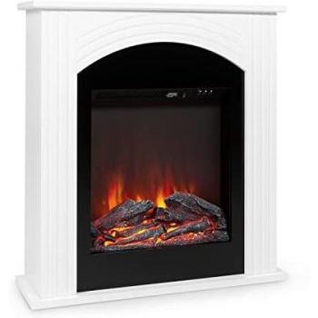 Klarstein Elbrus Fausse Cheminée Blanc – Chauffage Électrique 1000 W / 2000 W + Contrôle à Distance