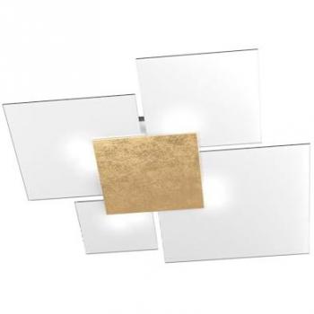 Plafoniera Upgrade Metallo e Vetro 4 Luci Foglia Oro