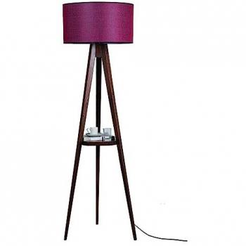 Lámpara de pie Model 1 E27 IP20 de madera y tela color burdeos