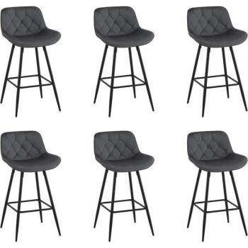 Lot de 6 Chaises de Bar Ergonomiques en Velours