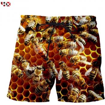3D Print Little Bee Summer Shorts for Men and Women S226