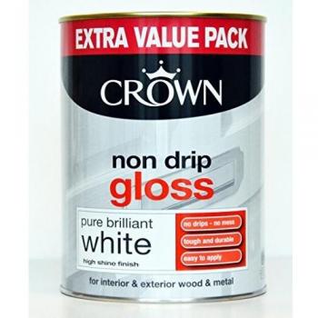 Crown Non-Drip Paint, Pure Brilliant White, 1.25 Liters