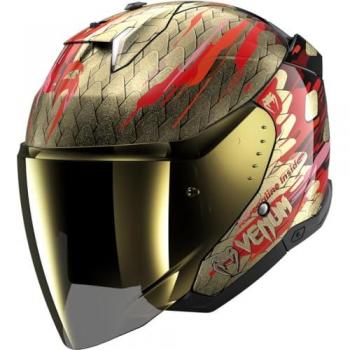 Shark Skwal i3 Jet Venum Casco Jet Negro Rojo Oro L