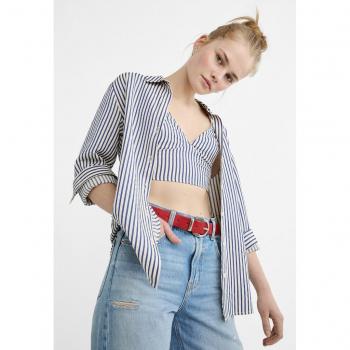 Blue Striped Flowing Shirt by Stradivarius M