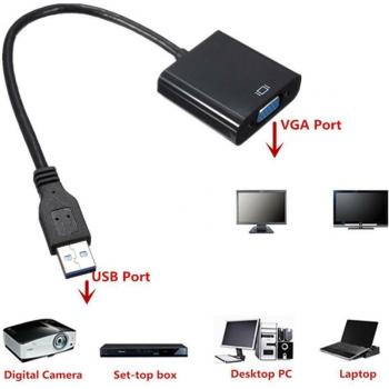 Adaptador de Video USB 3.0/2.0 a VGA 1080p para Pantallas Duales