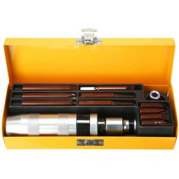 Taladro compacto con estuche antideslizante y accesorios planos