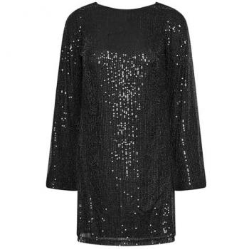 Velvet Sequin Bow Midi Dress, Black – 16 (Petite)