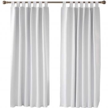 Deconovo Blickdichte Vorhänge Schlaufen 175x140 cm Grau Weiß 2er Set