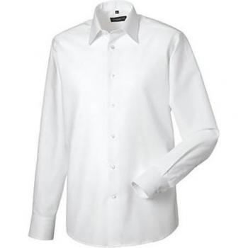 Russell Athletic Long Sleeve Easy Care Tailored Oxford Shirt in Bright Navy with Multicolor detailing, size 17.5 Inch