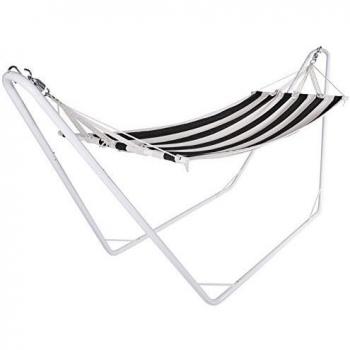 Deuba Free Standing Camping Swing Hammock 200x80cm Cream/Black