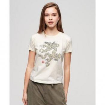 Top Élégant Crème Superdry Komodo Dragon Femme 38