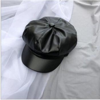 Béret décontracté en cuir PU pour femmes