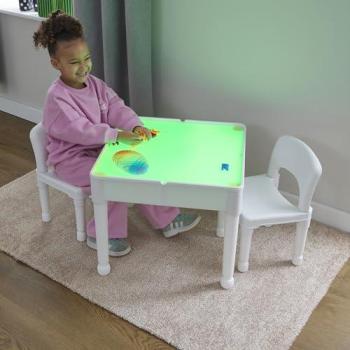 Playroom Light Table Kit – White, Two Chairs