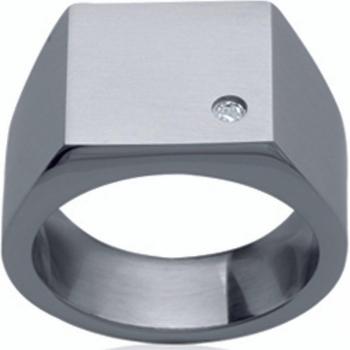 Anello da uomo con sigillo in acciaio 'Charles' argento 12x14 mm