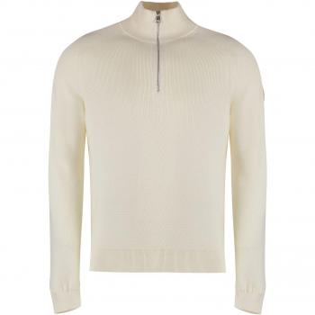 Moncler Maglione Ciclista in Cotone e Cashmere Bianco XL