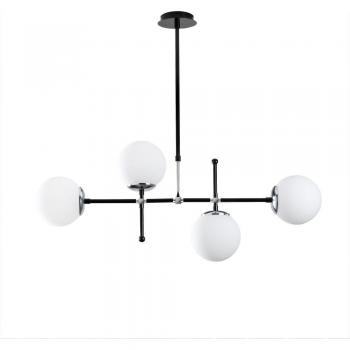 Lámpara de techo Dival negro y cromo con globos de cristal
