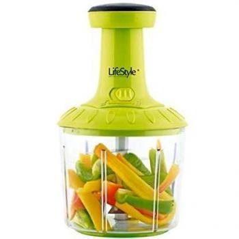 Lifestyle Picadora Manual, Verde, 23 cm, 2 funciones batidora para huevos y picador verduras