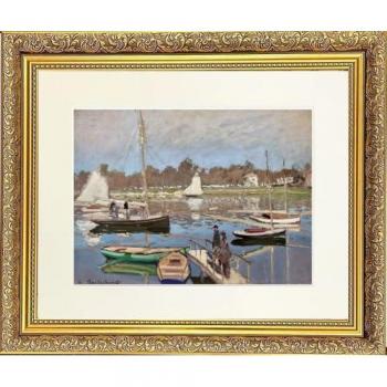 Green Boat Mounted Print – Gold Dahlia Frame 91x71cm