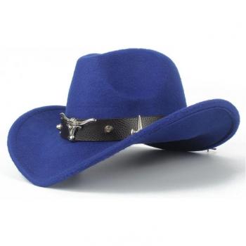 Hollow Western Cowboy Hat with Tauren Belt, 100% Wool, Unisex, Size 56-58CM